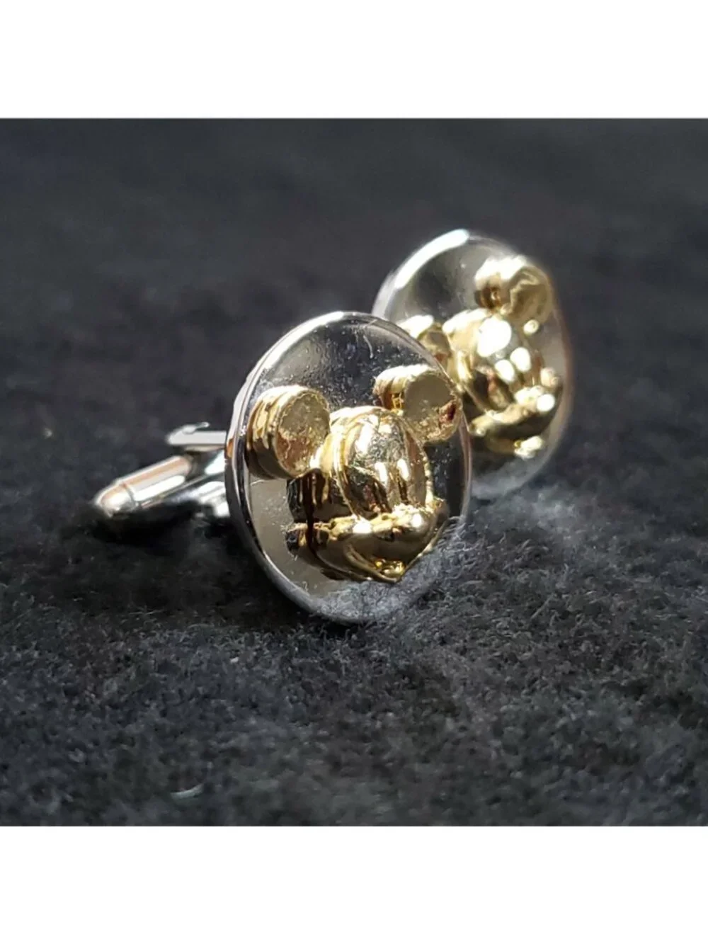 Disney Mickey Mouse Cufflinks Silver Gold Tone 3/4